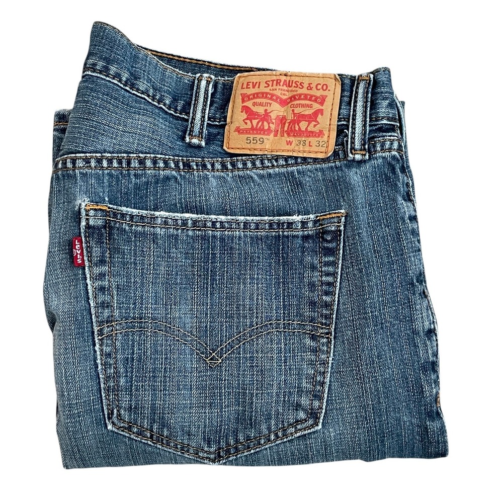 Levi's 559 Men's Relaxed Straight Fit Blue Jeans 38x32 CLEAN!